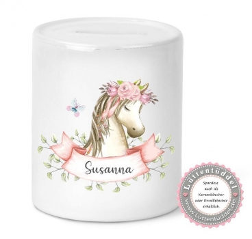 Preview: Zauberhaftes Pferd Tasche Wechselwäsche Beutel Wechselkleidung mit eigenem Namen (personalisiert) für Kindergarten, Ausflug und mehr Wunschname KITA Kindergarten Einschulung Lüttentüddel®